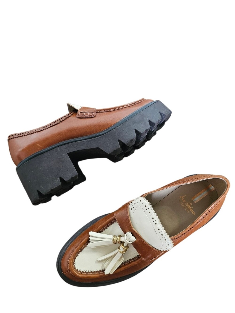 Sam Edelman Meela Brown Leather Tassel Platform Clogs Loafer Shoes - Picture 10 of 10